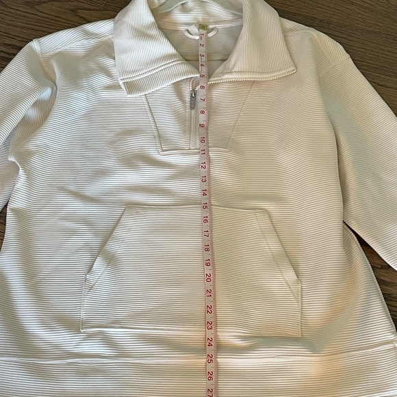 Zella Cream Ribbed Long-Sleeve Sweatshirt Size XL - Picture 6 of 7